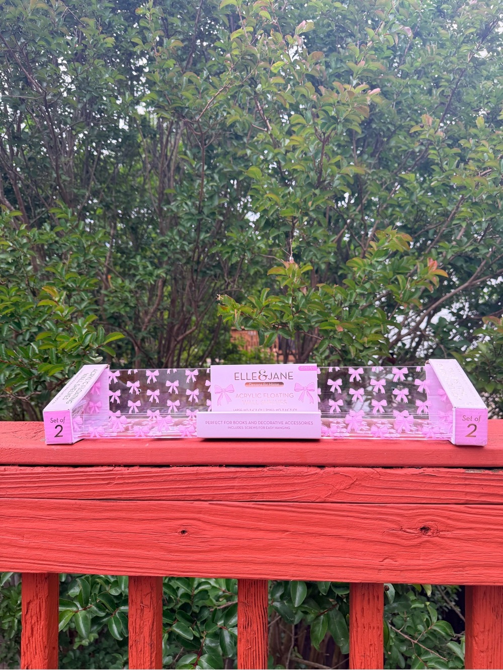 Pink bow floating shelf